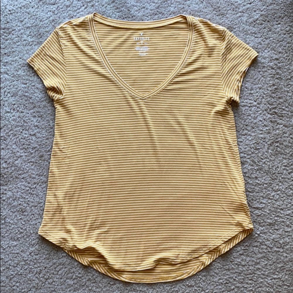 American Eagle Soft & Sexy Yellow V-Neck Tee